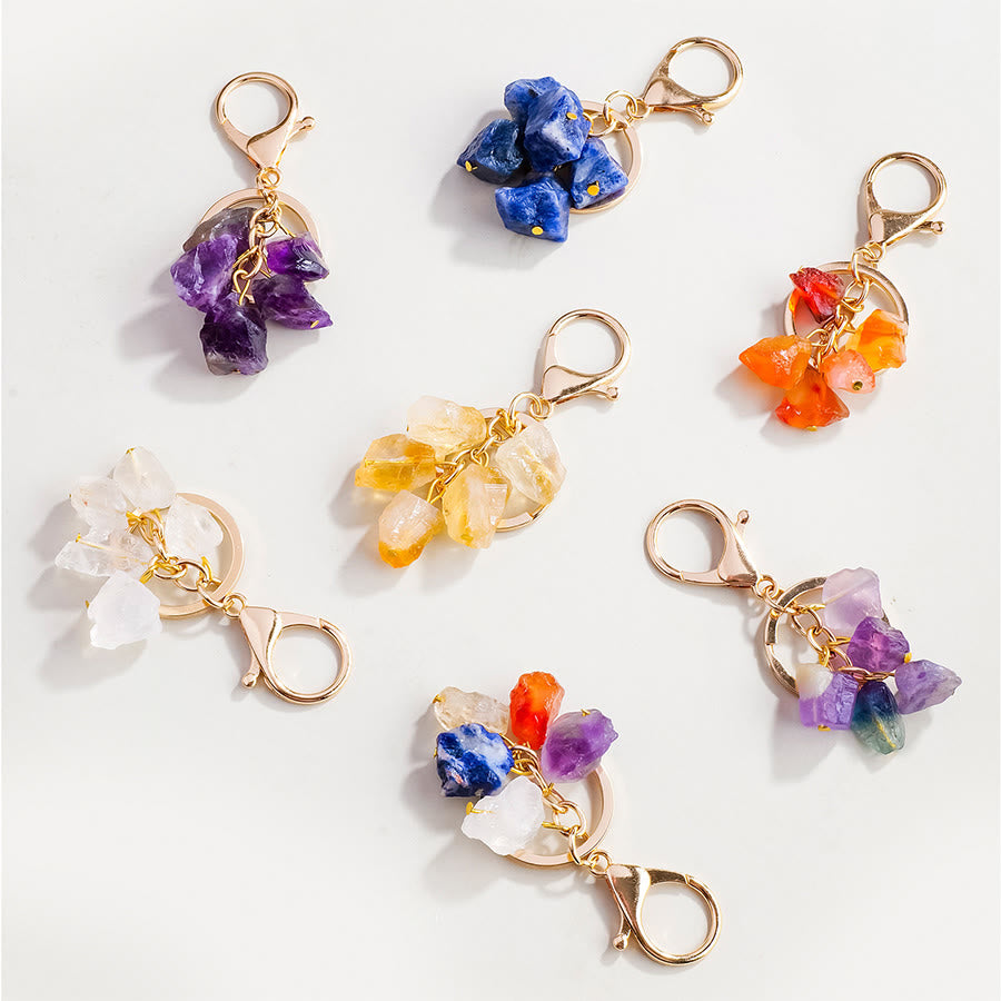 Olivenorma Natural Rough Gemstone Energy Balancing Keychain - image 1