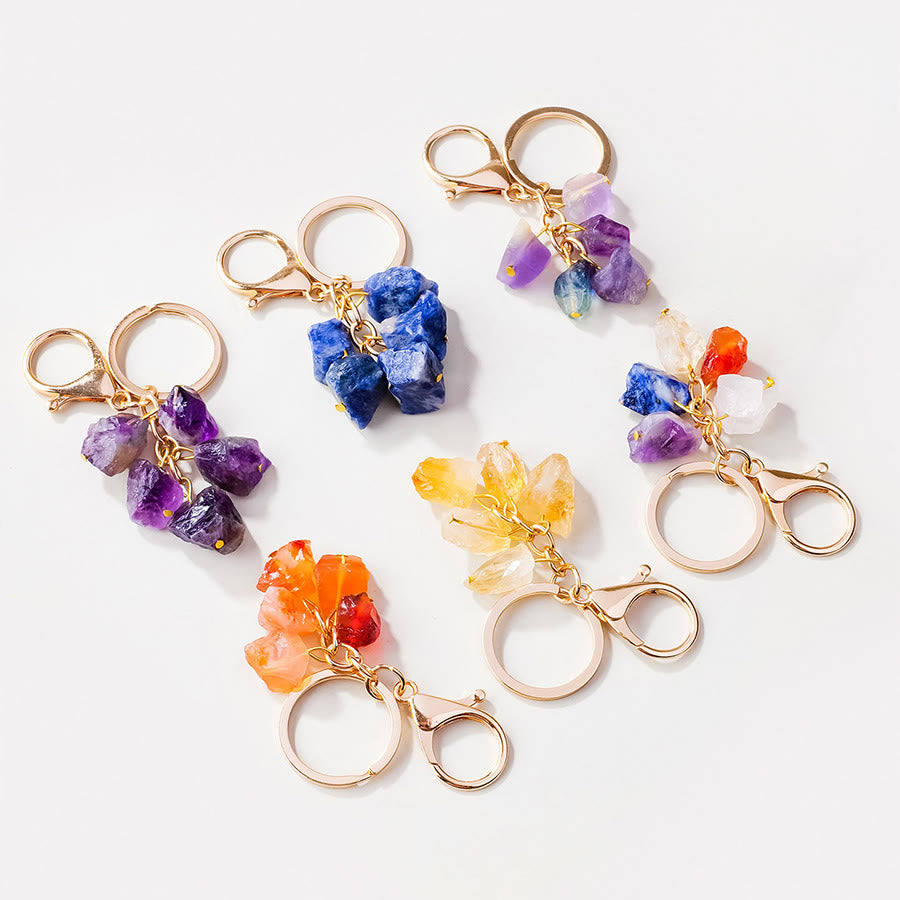 Olivenorma Natural Rough Gemstone Energy Balancing Keychain - image 0