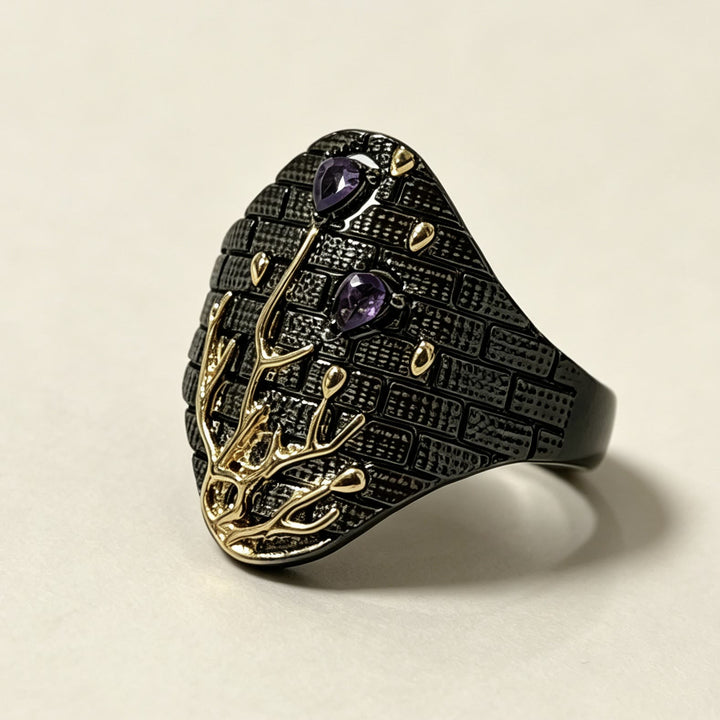 FREE Today: Coral Branch and Amethyst Wide Black Band Ring - image 3