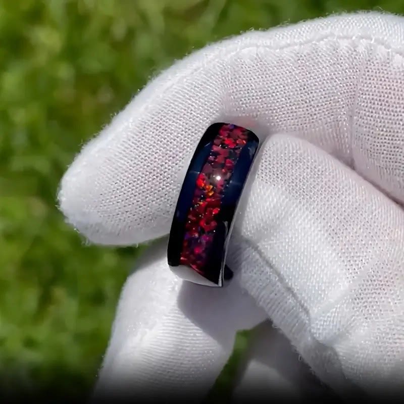 FREE Today: Warm Sunset – Handmade Synthetic Ruby 8mm Wedding Engagement Ring - image 7