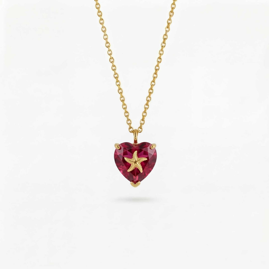 FREE Today: Ocean Creatures & Birthstone Heart Shaped Zircon Pendant Necklace - July-Starfish - image 7