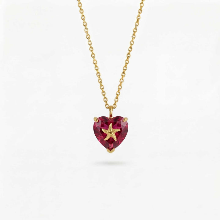FREE Today: Ocean Creatures & Birthstone Heart Shaped Zircon Pendant Necklace - July-Starfish - image 7