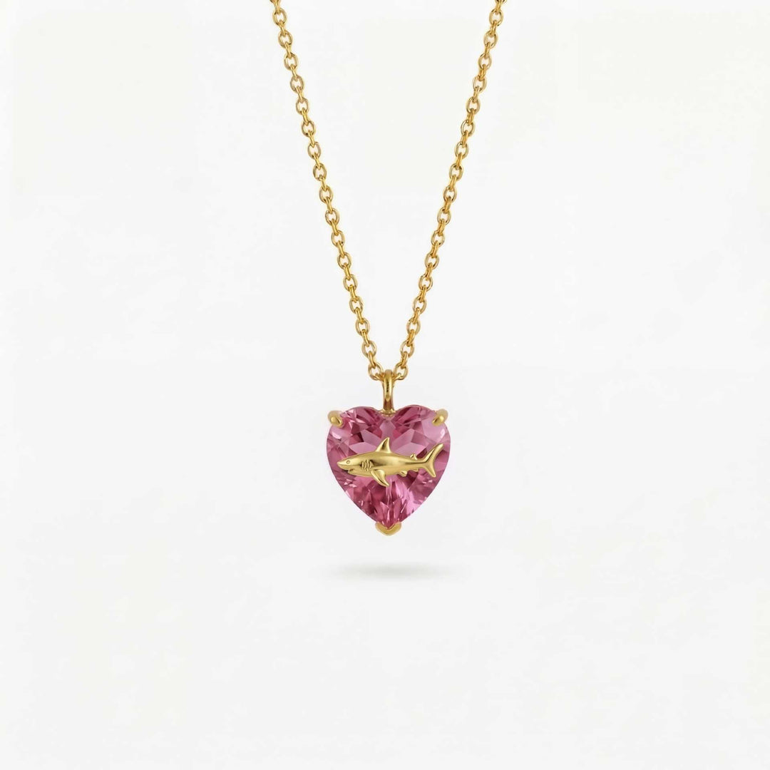 FREE Today: Ocean Creatures & Birthstone Heart Shaped Zircon Pendant Necklace - October-Shark - image 10