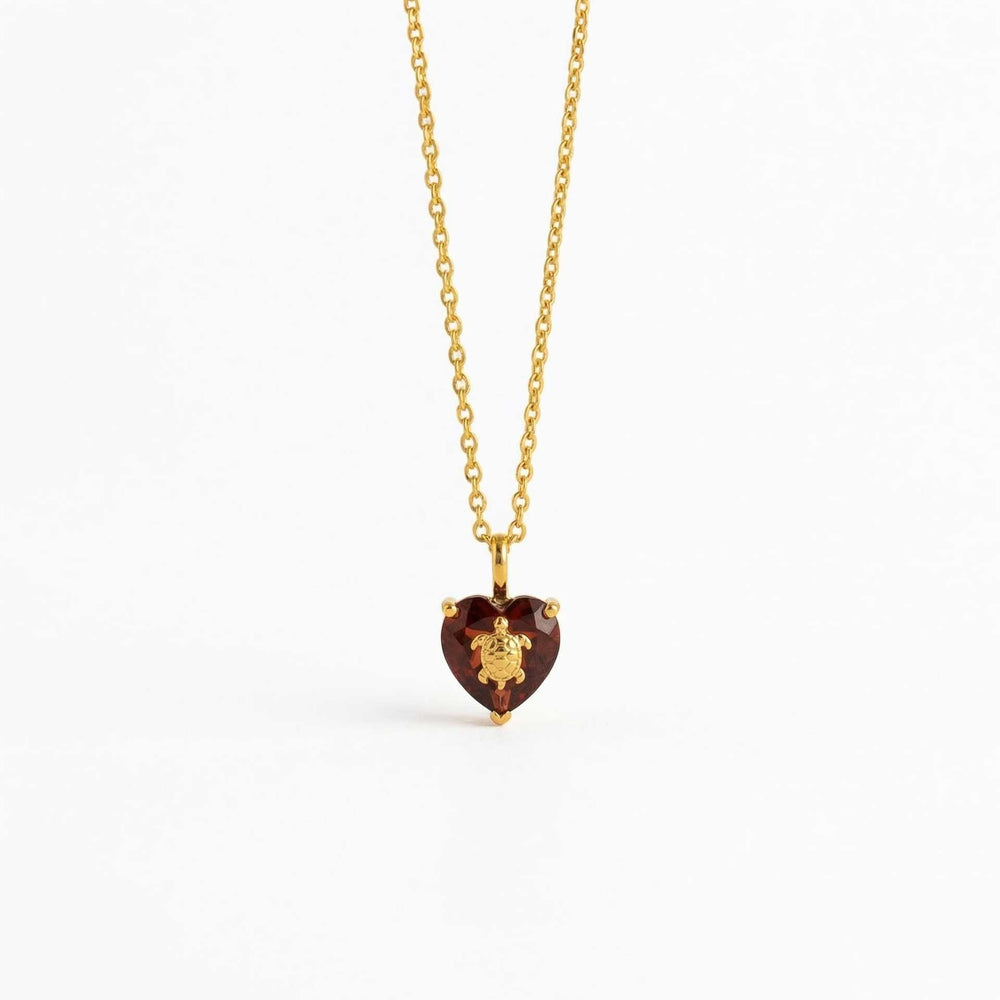FREE Today: Ocean Creatures & Birthstone Heart Shaped Zircon Pendant Necklace - January-Turtle - image 1