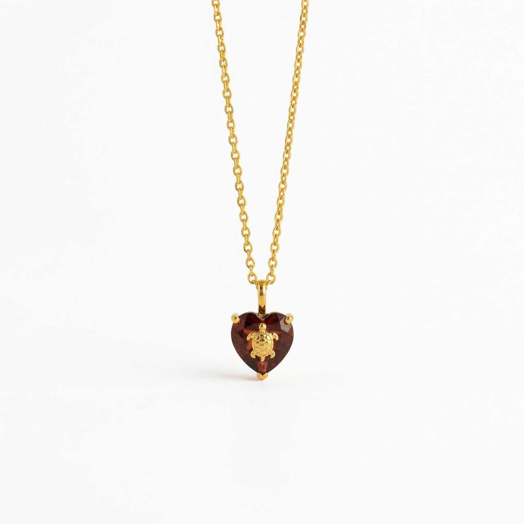 FREE Today: Ocean Creatures & Birthstone Heart Shaped Zircon Pendant Necklace - January-Turtle - image 1