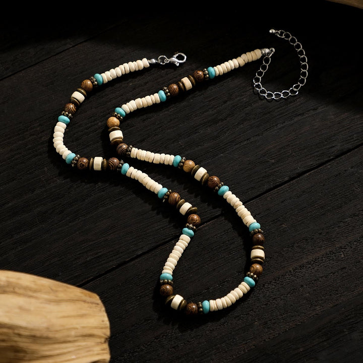 FREE Today: Brown Coconut Wood Beads Natural Stone Beads Necklace - Picture Jasper & Turquoise - image 9
