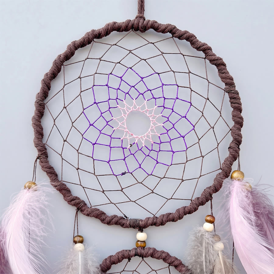 Olivenorma Double Circle Hand Woven Multi Feather Boho Wall Hanging Dream Catcher - image 2