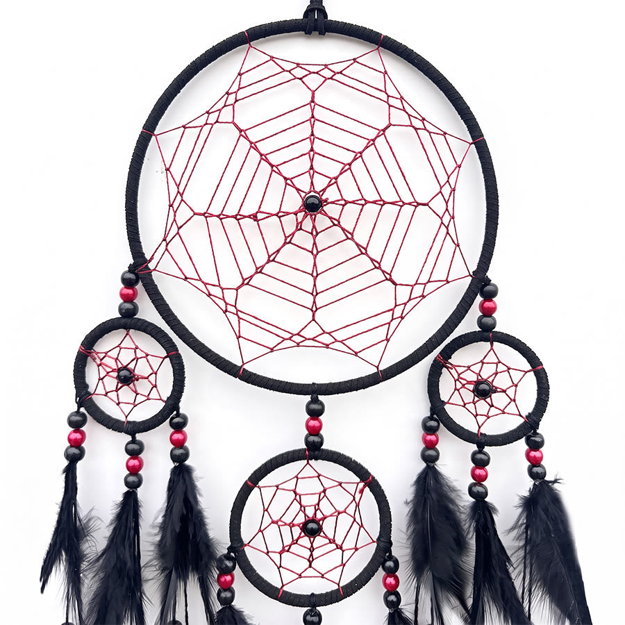 Olivenorma Multi-Ring Black Blue Feather Beaded Wall Hanging Dream Catcher - image 5