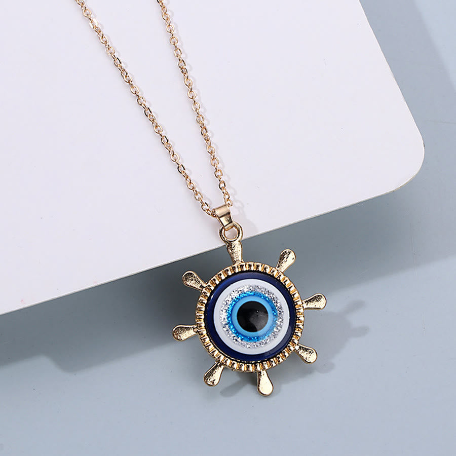 Olivenorma Multi Shape Spiritual Protection Evil Eye Pendant Necklace - Evil Eye & Ship Wheel - image 6