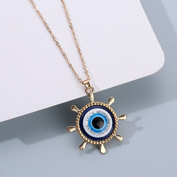 Olivenorma Multi Shape Spiritual Protection Evil Eye Pendant Necklace - Evil Eye & Ship Wheel - image 6
