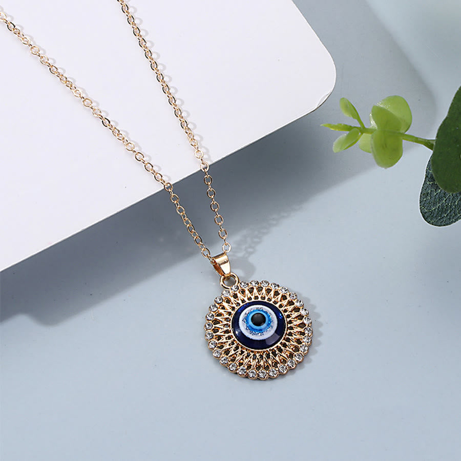 Olivenorma Multi Shape Spiritual Protection Evil Eye Pendant Necklace - Evil Eye & Layered Round - image 16