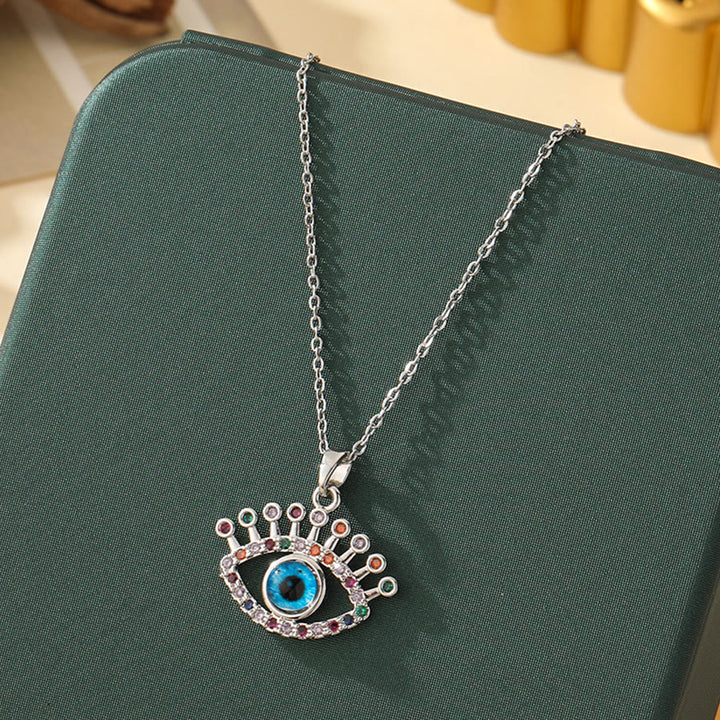 Olivenorma Various Shapes Positive Energy Boho Evil Eye Pendant Necklace - Evil Eye & Solid Hamsa - Silver - image 12