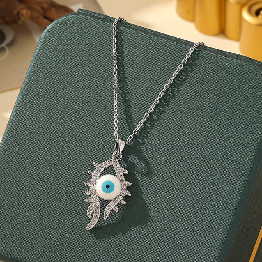 Olivenorma Various Shapes Positive Energy Boho Evil Eye Pendant Necklace - Evil Eye & Tiny Lash Eye - Silver - image 8