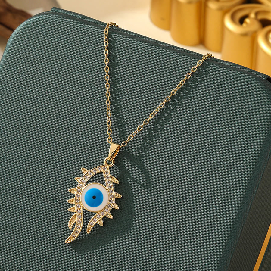 Olivenorma Various Shapes Positive Energy Boho Evil Eye Pendant Necklace - Evil Eye & Tiny Lash Eye - Golden - image 7