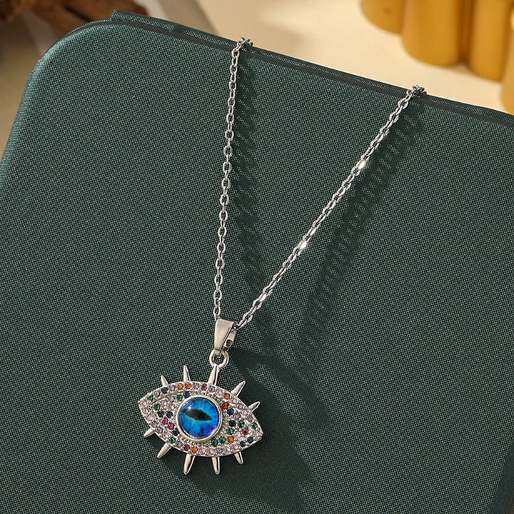 Olivenorma Various Shapes Positive Energy Boho Evil Eye Pendant Necklace - Evil Eye & Border Spike Eye - Silver - image 32