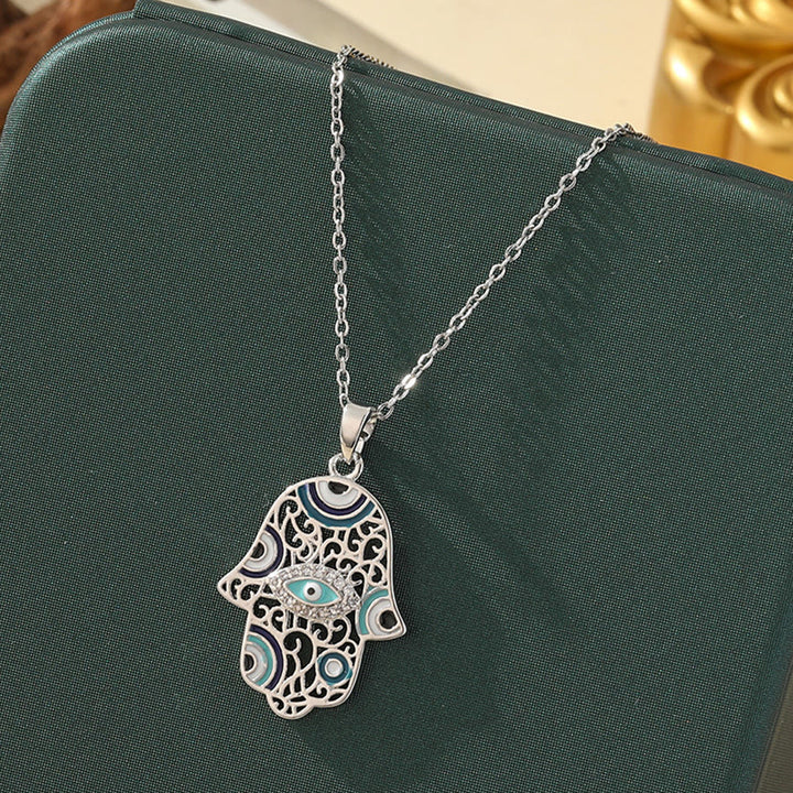 Olivenorma Various Shapes Positive Energy Boho Evil Eye Pendant Necklace - Evil Eye & Pattern Hamsa - Silver - image 50