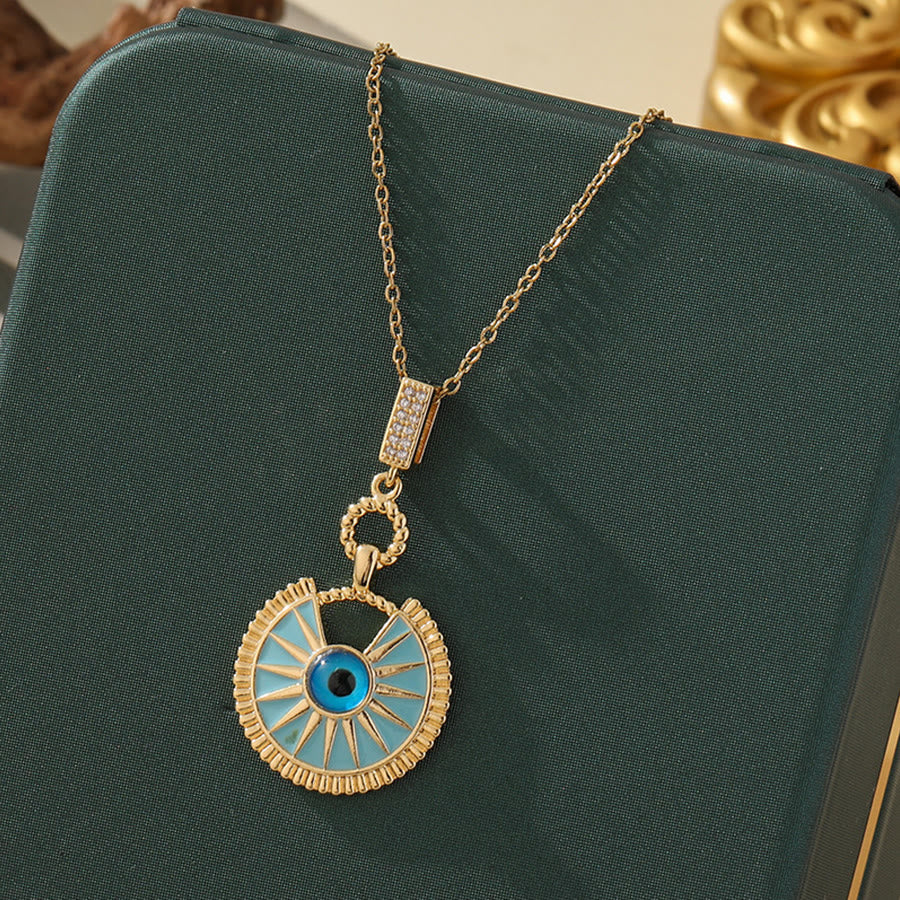 Olivenorma Various Shapes Positive Energy Boho Evil Eye Pendant Necklace - Evil Eye & Fan Circle - Golden - image 41