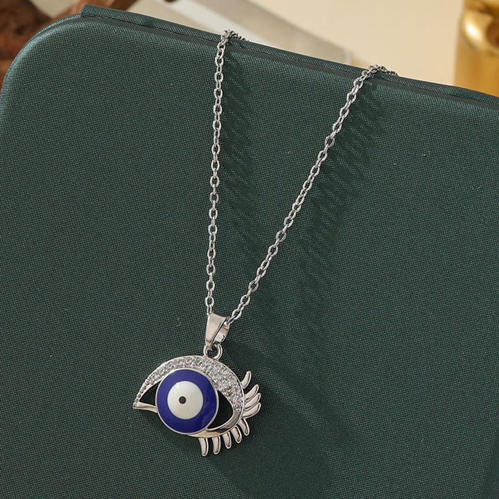 Olivenorma Various Shapes Positive Energy Boho Evil Eye Pendant Necklace - Evil Eye & Mini Lash - Silver - image 46