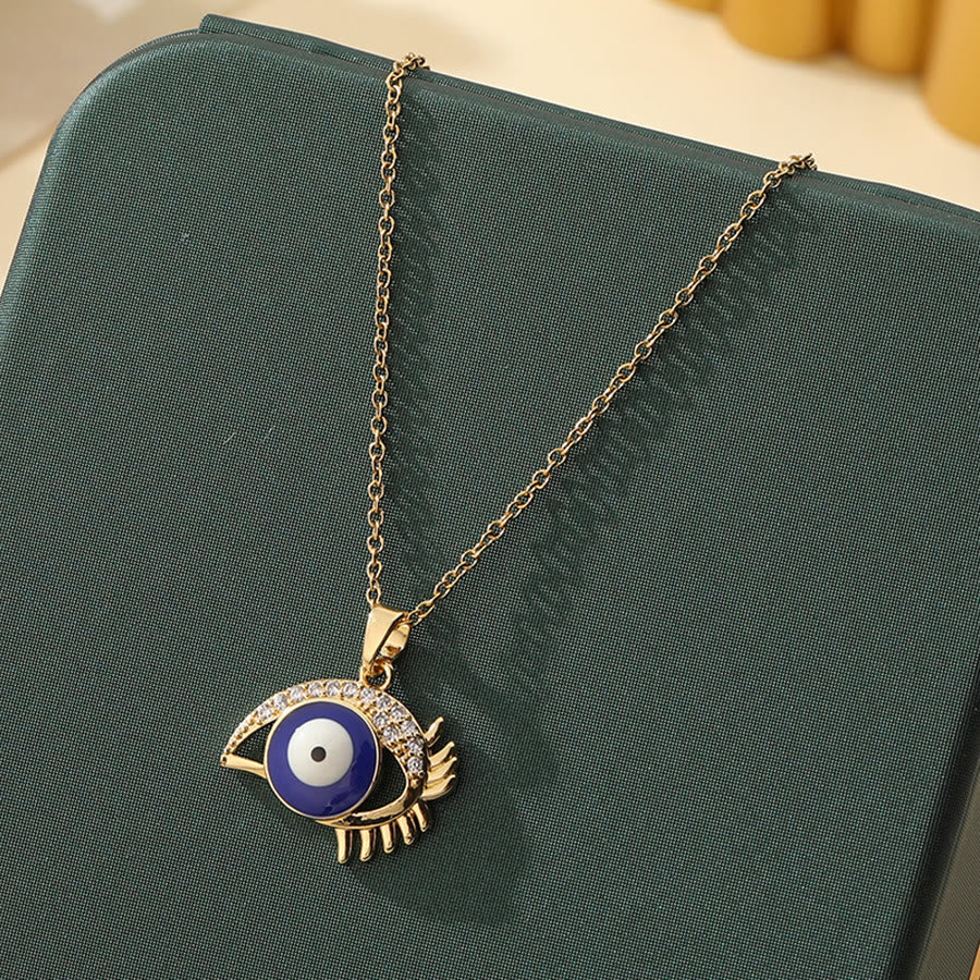 Olivenorma Various Shapes Positive Energy Boho Evil Eye Pendant Necklace - Evil Eye & Mini Lash - Golden - image 45