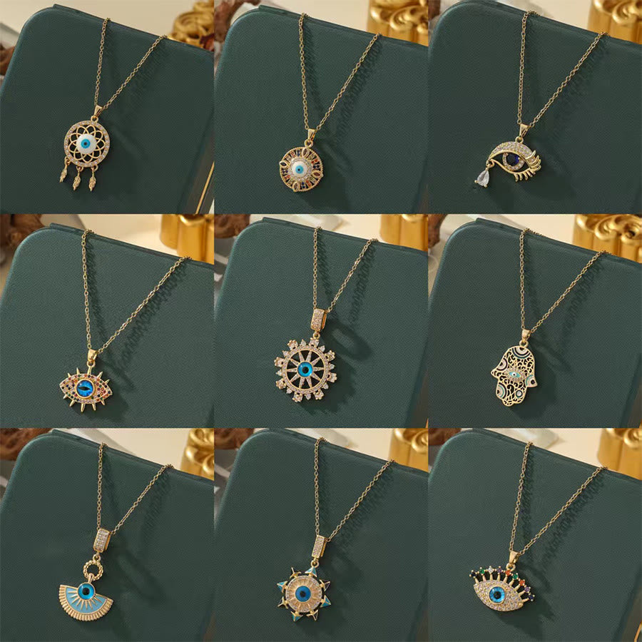Olivenorma Various Shapes Positive Energy Boho Evil Eye Pendant Necklace - image 3
