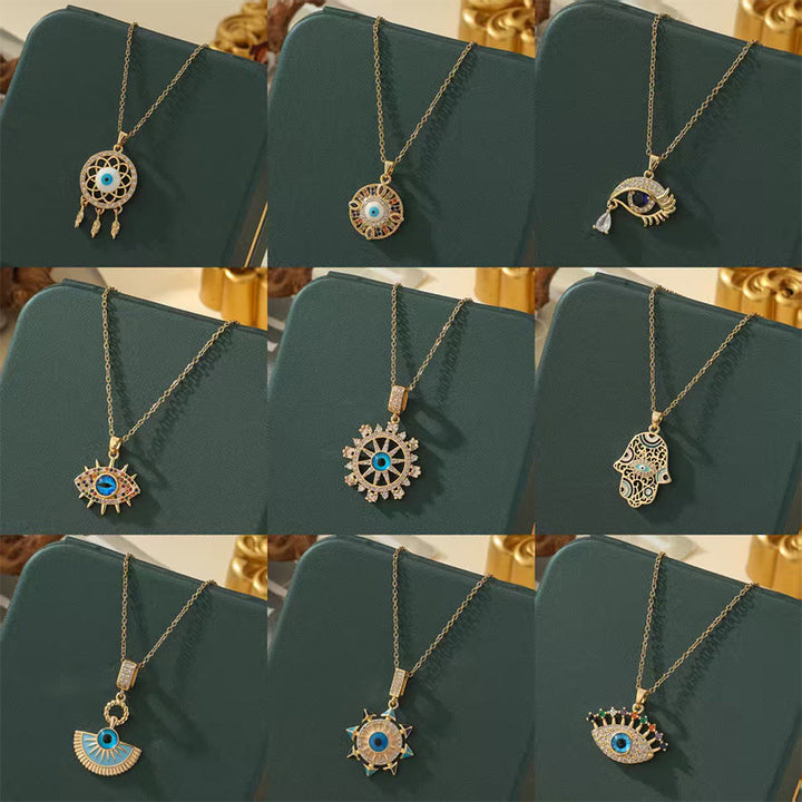 Olivenorma Various Shapes Positive Energy Boho Evil Eye Pendant Necklace - image 3