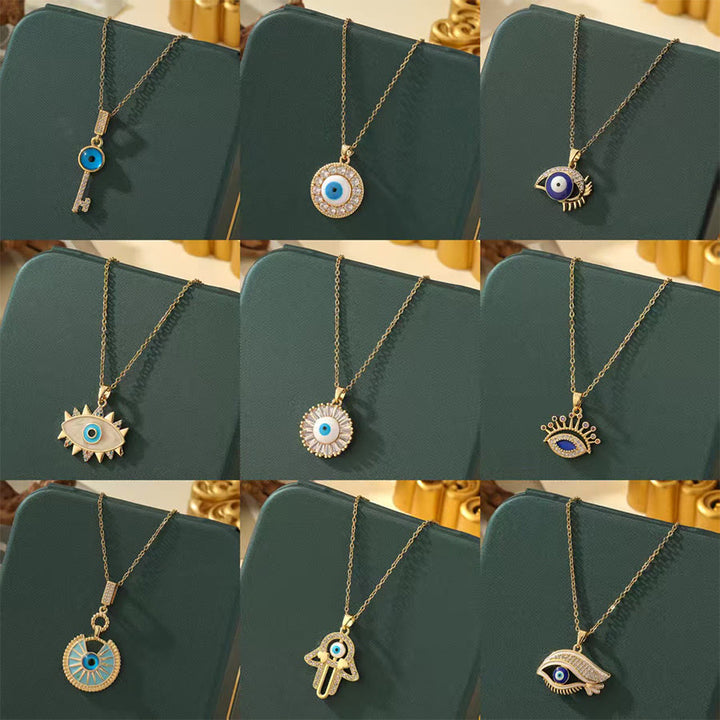 Olivenorma Various Shapes Positive Energy Boho Evil Eye Pendant Necklace - image 4