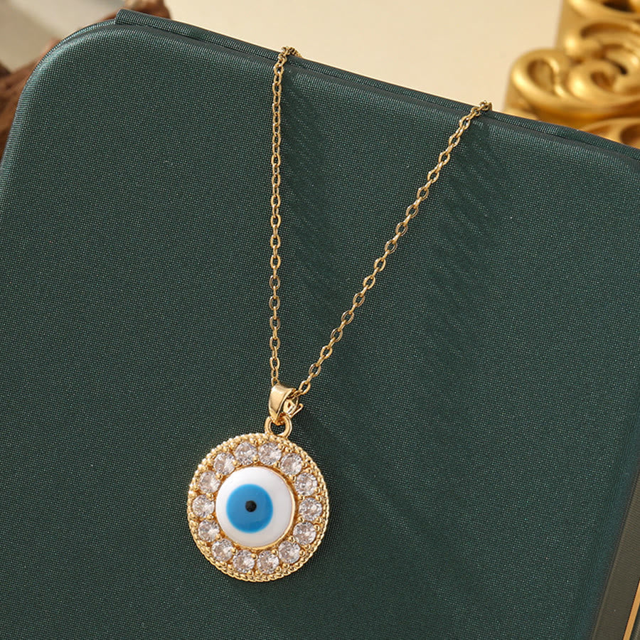 Olivenorma Various Shapes Positive Energy Boho Evil Eye Pendant Necklace - Evil Eye & Solid Gem Circle - Golden - image 53