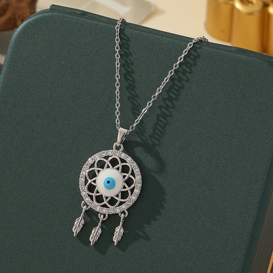 Olivenorma Various Shapes Positive Energy Boho Evil Eye Pendant Necklace - Evil Eye & Small Dreamcatcher - Silver - image 66