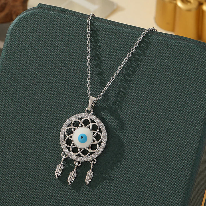 Olivenorma Various Shapes Positive Energy Boho Evil Eye Pendant Necklace - Evil Eye & Small Dreamcatcher - Silver - image 66