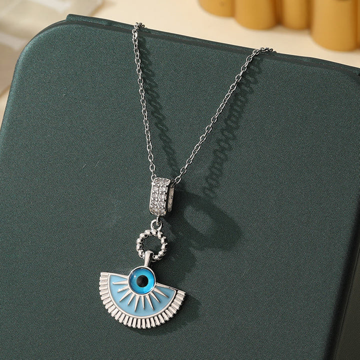 Olivenorma Various Shapes Positive Energy Boho Evil Eye Pendant Necklace - Evil Eye & Double Fan - Silver - image 60
