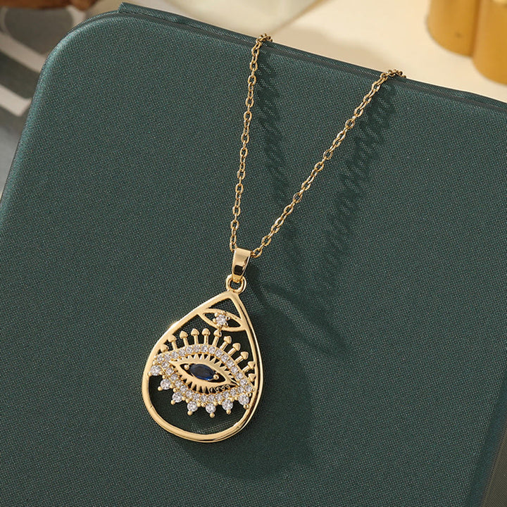 Olivenorma Various Shapes Positive Energy Boho Evil Eye Pendant Necklace - Evil Eye & Teardrop - Golden - image 61