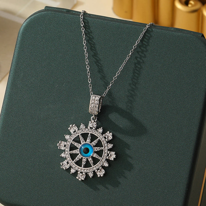 Olivenorma Various Shapes Positive Energy Boho Evil Eye Pendant Necklace - Evil Eye & Carved Snowflake - Silver - image 68