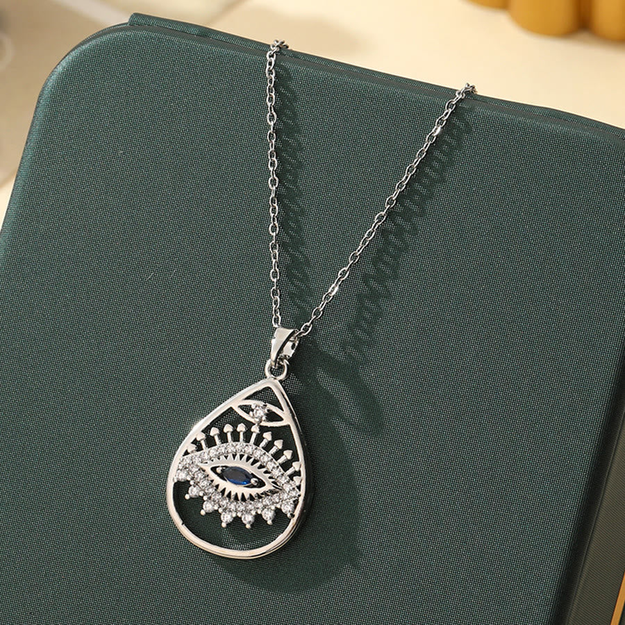Olivenorma Various Shapes Positive Energy Boho Evil Eye Pendant Necklace - Evil Eye & Teardrop - Silver - image 62
