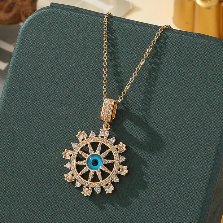 Olivenorma Various Shapes Positive Energy Boho Evil Eye Pendant Necklace - Evil Eye & Carved Snowflake - Golden - image 67