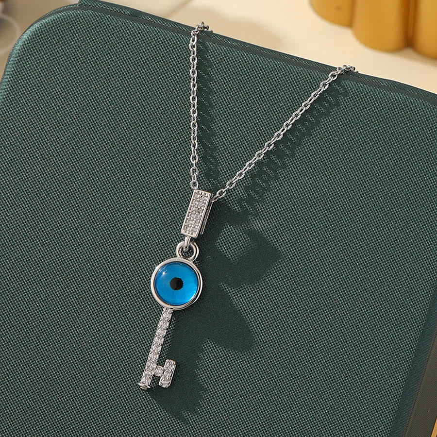 Olivenorma Various Shapes Positive Energy Boho Evil Eye Pendant Necklace - Evil Eye & Thin Key - Silver - image 58