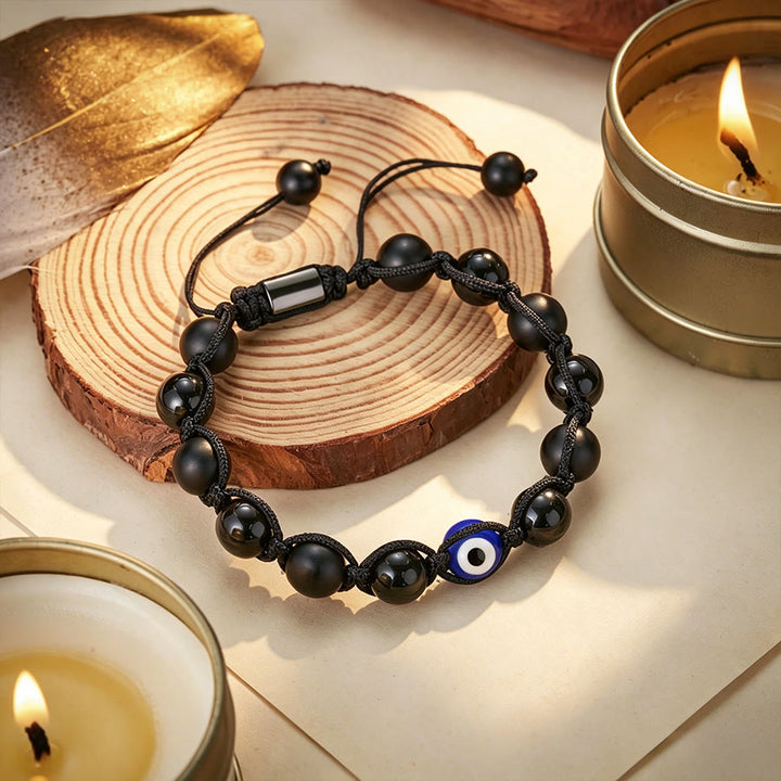 Olivenorma Boho Woven Cord Evil Eye & Natural Stone Positive Energy Bracelet - image 0