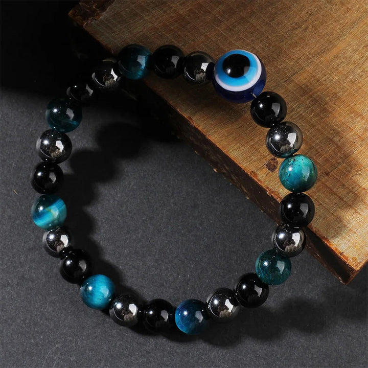 Olivenorma Blue Tiger Eye Evil Eye Protective Beaded Bracelet - image 2