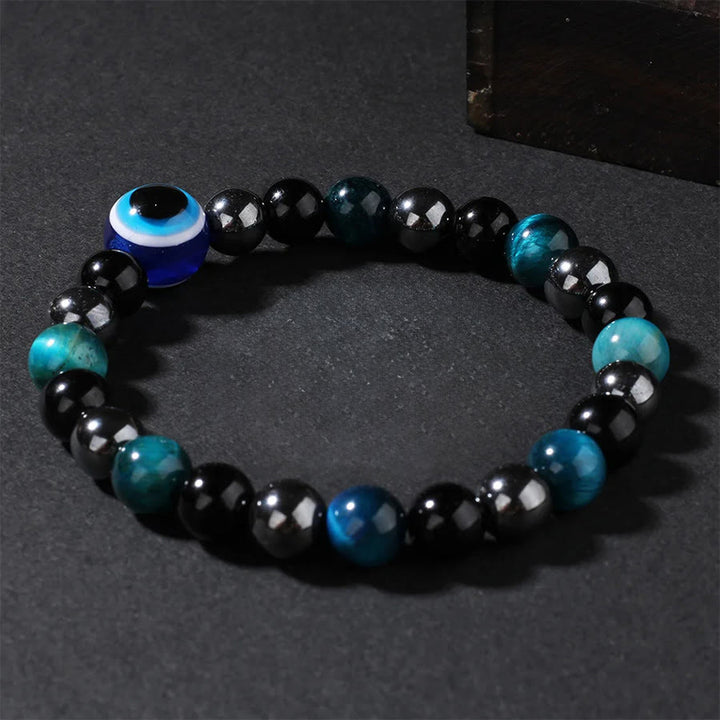 Olivenorma Blue Tiger Eye Evil Eye Protective Beaded Bracelet - image 1