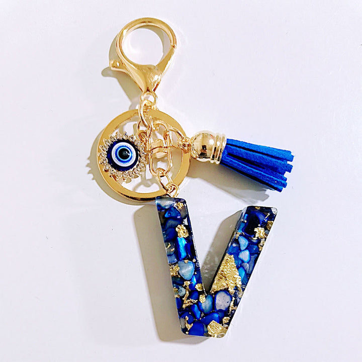 Olivenorma Complete Alphabet Evil Eye Bag Charm Keychain - V - image 23