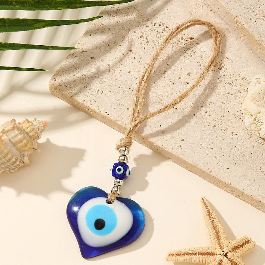 Olivenorma Multi-Style Hamsa Hand Evil Eye Tassel Beaded Keychain - Evil Eye & Heart - image 4