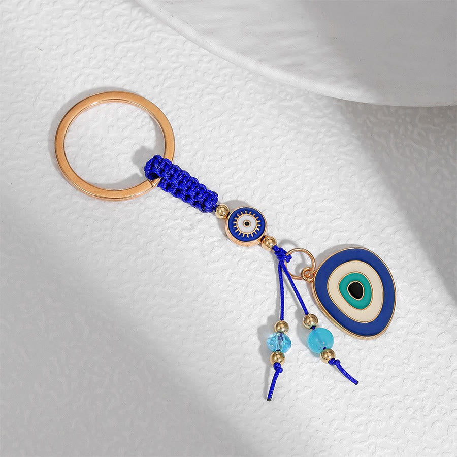 Olivenorma Multi-Style Hamsa Hand Evil Eye Tassel Beaded Keychain - Evil Eye & Oval Tassel - image 2