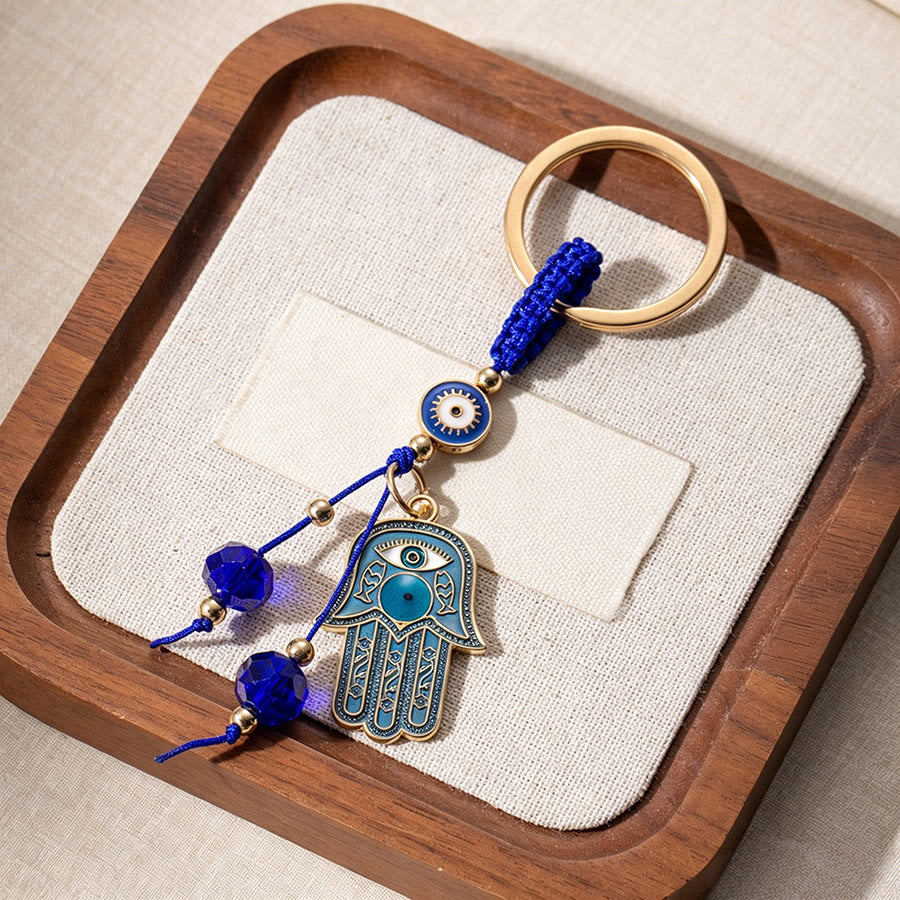 Olivenorma Multi-Style Hamsa Hand Evil Eye Tassel Beaded Keychain - Evil Eye & Blue Hamsa - image 0