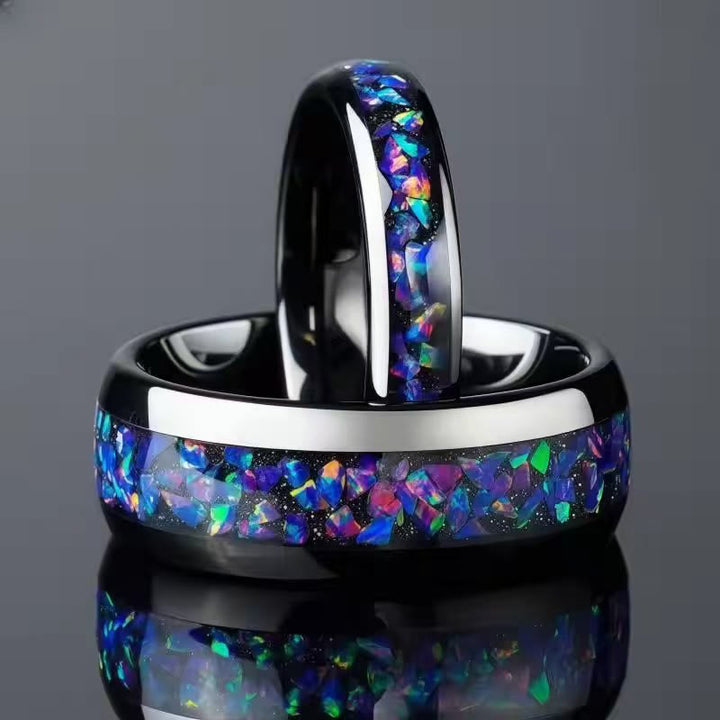 FREE Today: Stainless Steel Glow Meteorite and Galaxy Opal Couples Ring - image 3