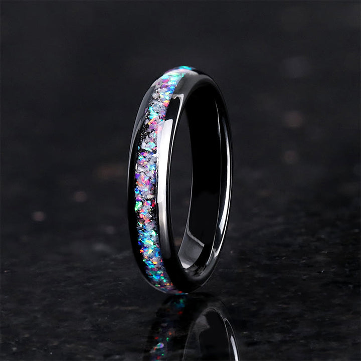 FREE Today: Stainless Steel Glow Meteorite and Galaxy Opal Couples Ring - Women - US 12 - image 4