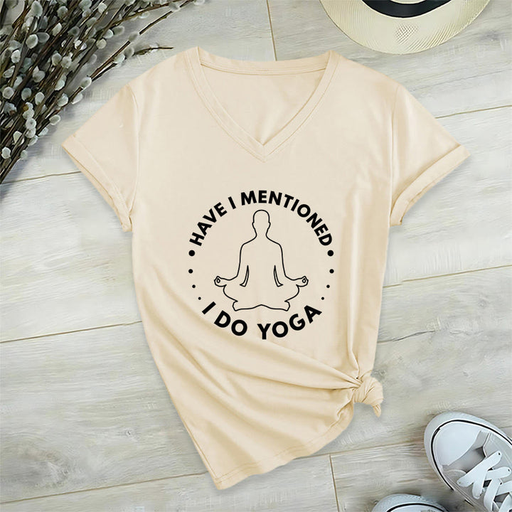 Olivenorma Have I Mentioned I Do Yoga Circular Meditation Figure Graphic Women's V Neck T-Shirt - image 9