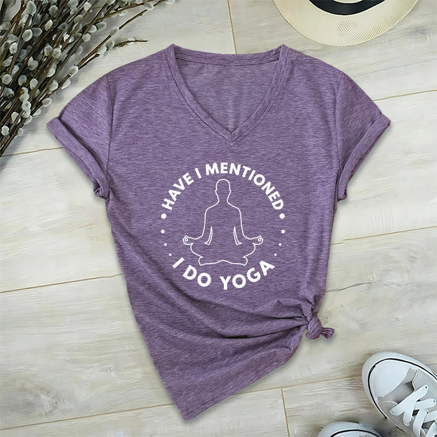 Olivenorma Have I Mentioned I Do Yoga Circular Meditation Figure Graphic Women's V Neck T-Shirt - image 36
