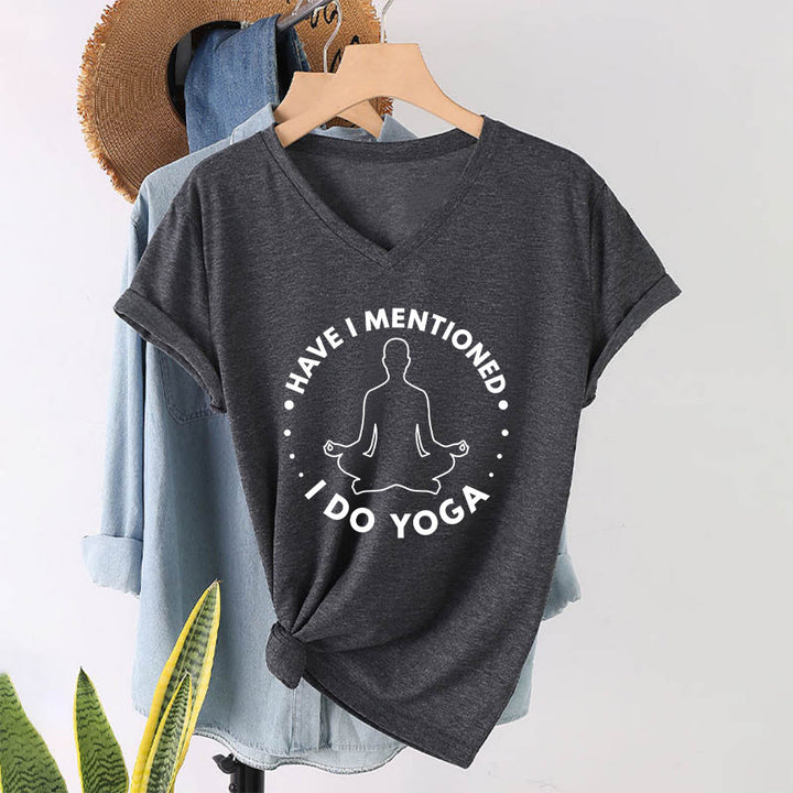 Olivenorma Have I Mentioned I Do Yoga Circular Meditation Figure Graphic Women's V Neck T-Shirt - Gray - 2XL - image 22