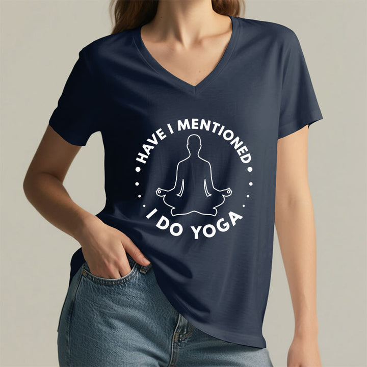 Olivenorma Have I Mentioned I Do Yoga Circular Meditation Figure Graphic Women's V Neck T-Shirt - image 5