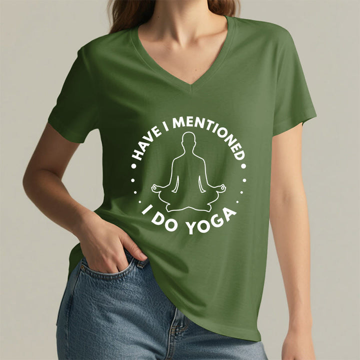 Olivenorma Have I Mentioned I Do Yoga Circular Meditation Figure Graphic Women's V Neck T-Shirt - image 2