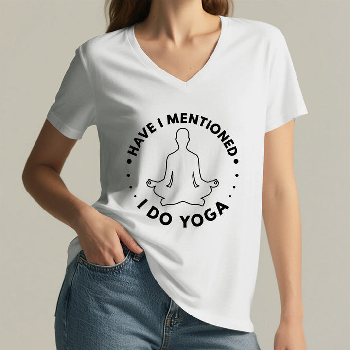 Olivenorma Have I Mentioned I Do Yoga Circular Meditation Figure Graphic Women's V Neck T-Shirt - image 26